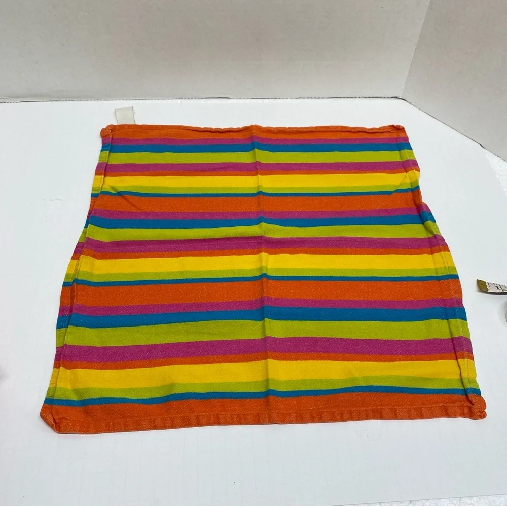 Colorful Striped Cotton Dinner Napkins Set Of 7 Hippie Happy Colors Boho Festive